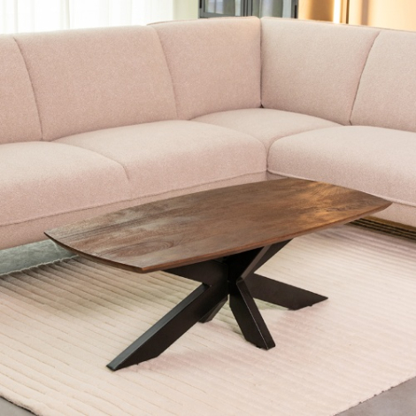 Deens ovale salontafel Zoe mangohout 120 cm donkerbruin