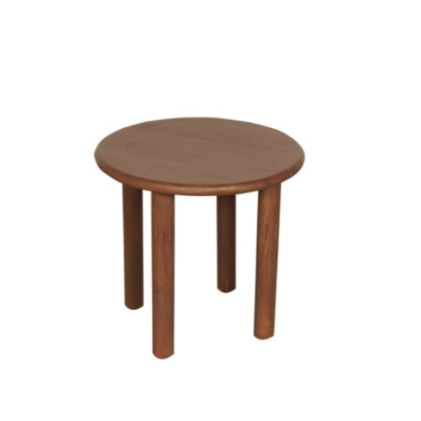 Ronde salontafel Noah 50 cm van walnootkleurig mangohout met vier ronde poten