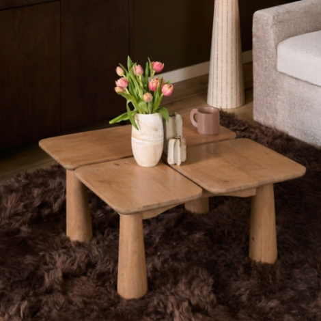 Salontafel Vona mangohout 80 cm sfeerbeeld in de woonkamer
