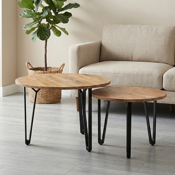 Salontafel mangohout set van 2. 