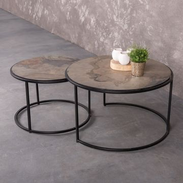 salontafel set van twee rond. Natuursteen