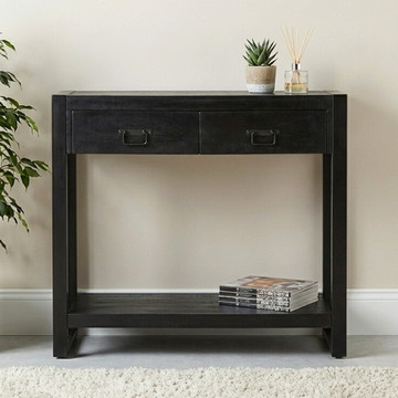 Sidetable mangohout zwart met lades
