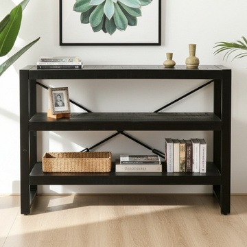 Sidetable mangohout zwart 120 cm.