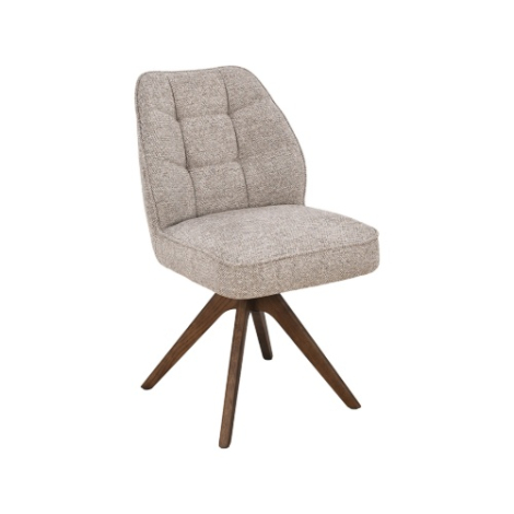 Eetkamerstoel Youri beige met gestikte rug, houten voet