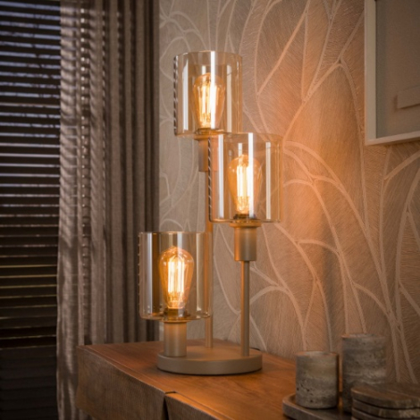 Tafellamp met 3 glazen cilinders Sella beige - sfeerfoto