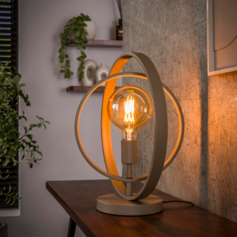 Tafellamp met draaiende ringen Karo beige 43 cm - sfeerfoto