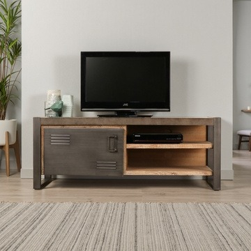 Tv meubel industrieel grijs 130 cm breed.