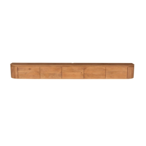 Naturel mangohouten tv-meubel Excellent 280 cm met vijf deuren vooraanzicht