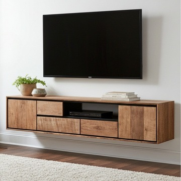 Tv meubel hangend teak 195 cm.