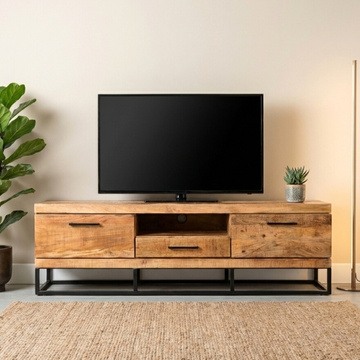 Tv meubel mangohout 150 cm breed.