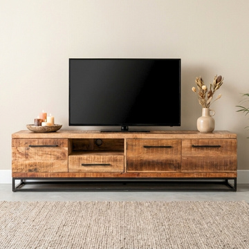 Tv meubel mangohout 200 cm.