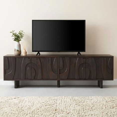 Tv meubel walnoot met vier deuren 210 cm breed