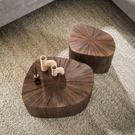 Vierhoekige teakhouten salontafel Olin set van 2 73 cm - sfeerfoto