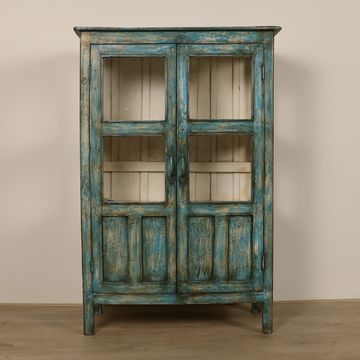 Groene vitrine kast uit India.