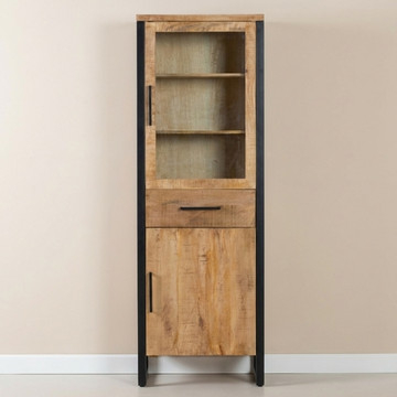 Vitrinekast mangohout 65 cm.