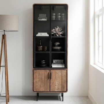 Vitrinekast teakhout 80 cm.