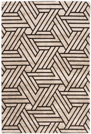 Modern vloerkleed zwart met beige