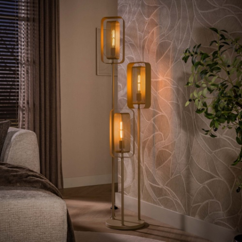 Vloerlamp met 3 draaibare kappen Alba beige - sfeerfoto