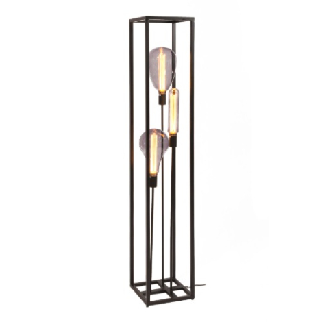 vloerlamp 3 lichts zwart 160 cm metaal