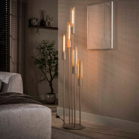 Vloerlamp met 5 buizen Aurel beige - sfeerfoto