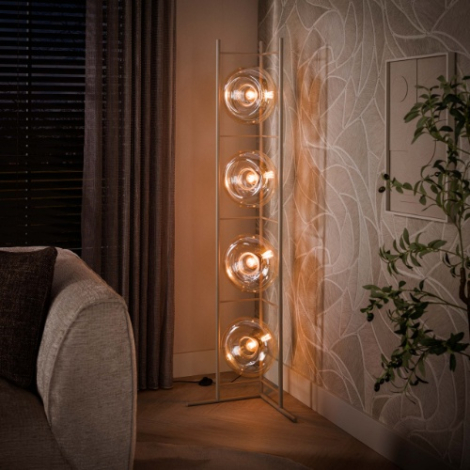Vloerlamp glazen bollen 4 lichts Rona beige - sfeerfoto