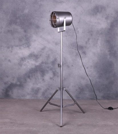 Grijze industriële vloerlamp