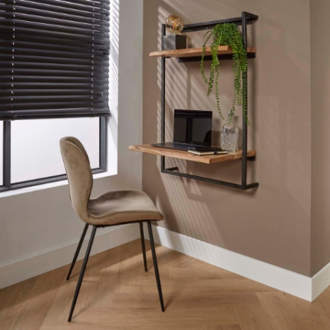 Wandbureau acaciahout 65 cm Duna naturel met metalen frame - sfeerfoto