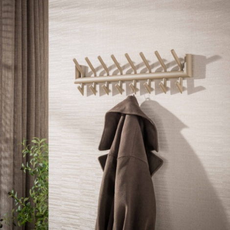 Wandkapstok metaal Zola 8 dubbele haken beige - sfeerfoto