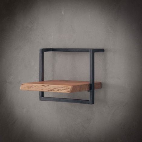 Wandplank met stalen frame 40 cm Brix acaciahout naturel - sfeerfoto