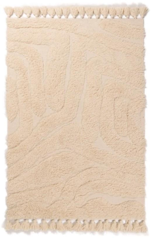 Wollen vloerkleed hoogpolig met kwastjes