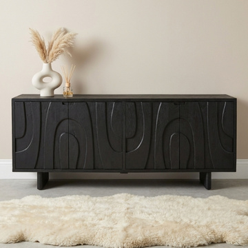 Dressoir zwart en 183 cm breed. 