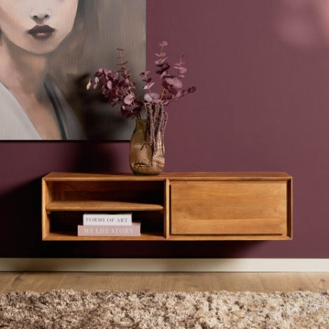 Zwevend tv meubel Ambiance Naturel | 120 cm in vooraanzicht