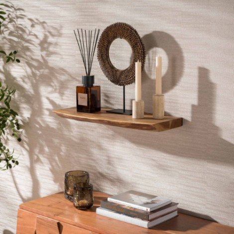 Zwevende wandplank 60 cm Brix acaciahout naturel - sfeerfoto