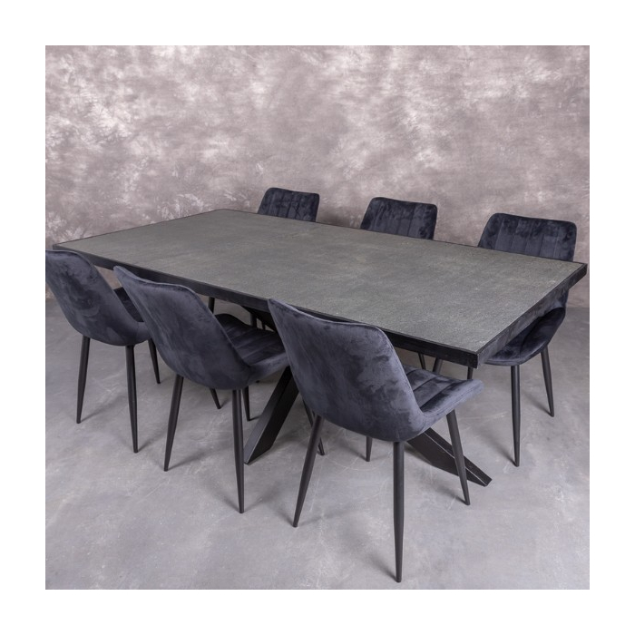 Eethoek natuursteen. Eettafel met zes stoelen. 200*100cm