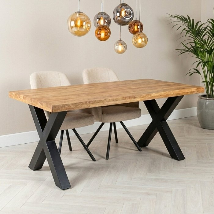 Mangohouten eettafel met x-poot