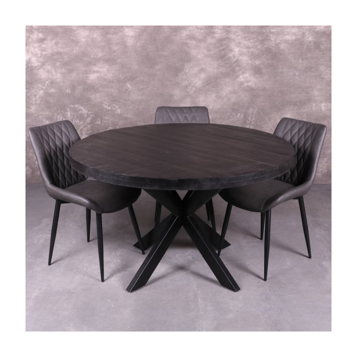 Ronde eettafel zwart 140 cm. Mangohout