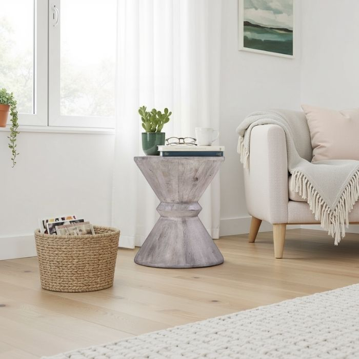 Ronde bijzettafel grijs 50 cm.