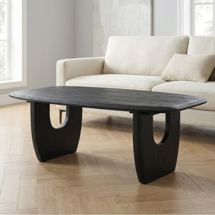 Houten salontafel zwart.