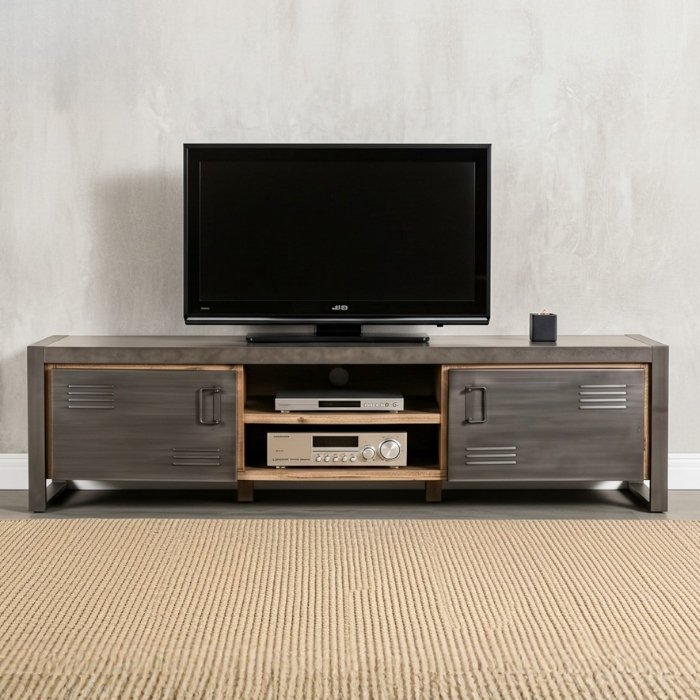 Tv meubel industrieel grijs 180 cm.