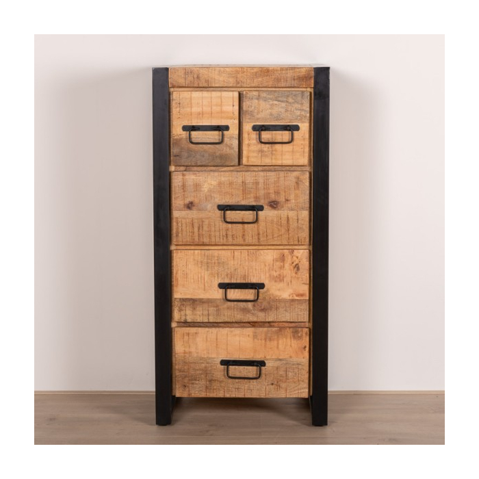 Mangohouten ladekast met 5 lades.