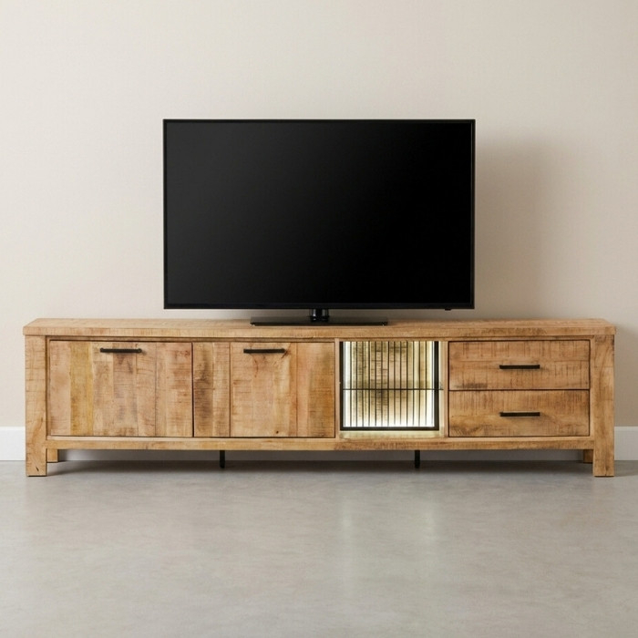 Tv kast mangohout 220 cm.