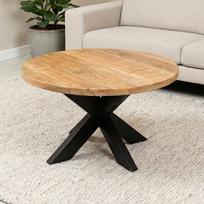 Mangohouten salontafel rond.