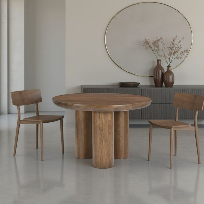 Houten eettafel rond 120 cm.