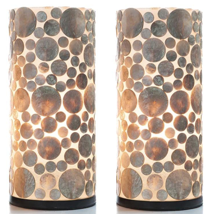 Tafellamp met schelpen goud kleurig