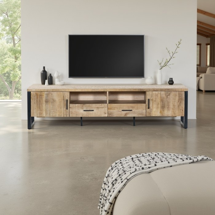 Mango tv meubel van 200cm. Met deuren en laden