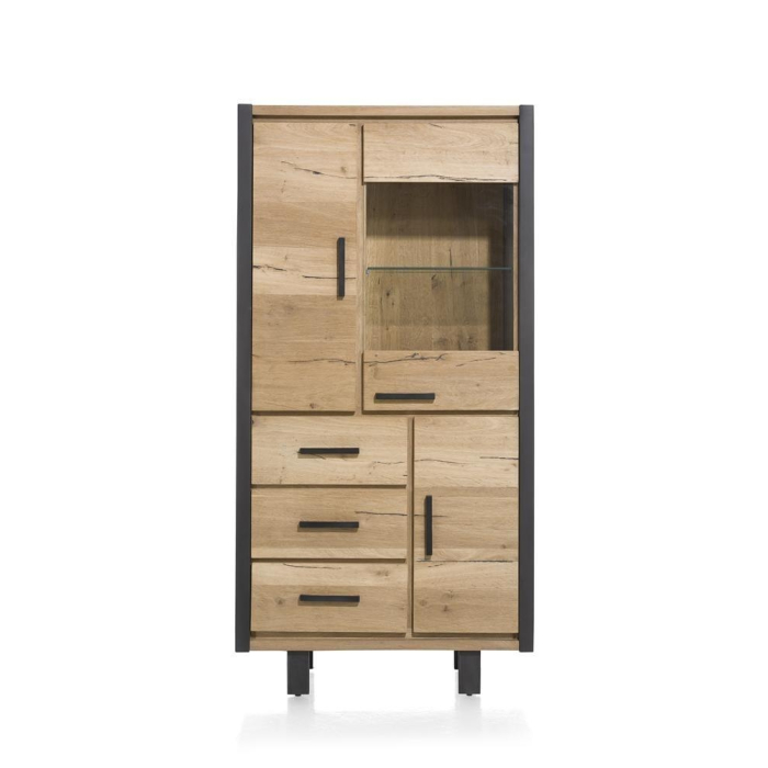 vitrinekast eikenhout industrieel