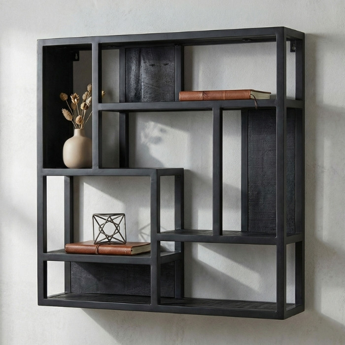 Wandrek mangohout zwart vierkant.