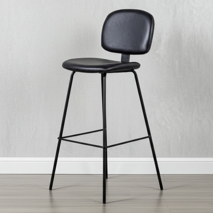 Barkruk hoog zwart met staal.