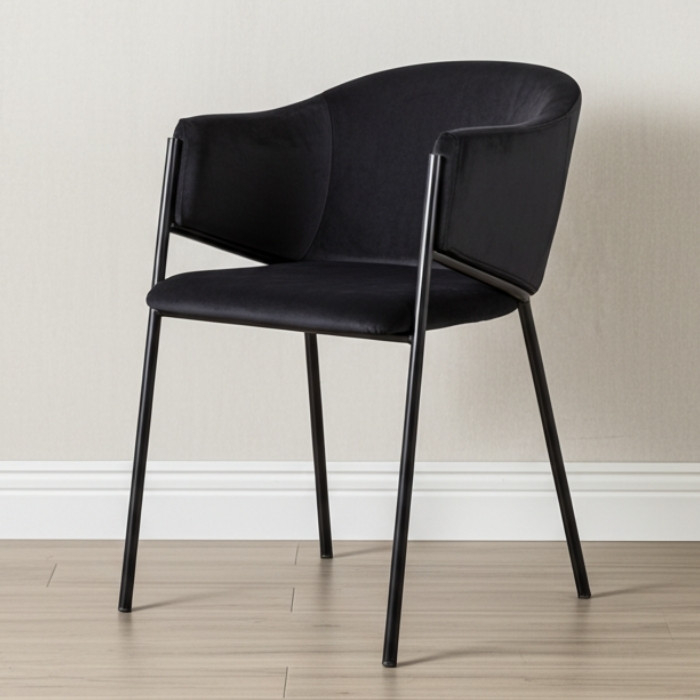 Eetkamerstoel velvet zwart fluweel.