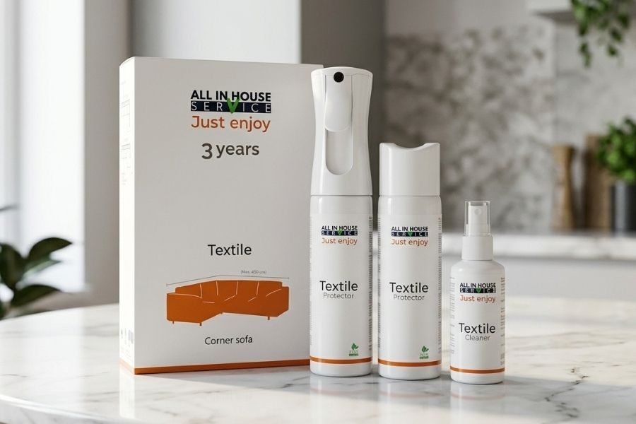 Onderhoudsset met textielreiniger en protector voor meubelstoffen